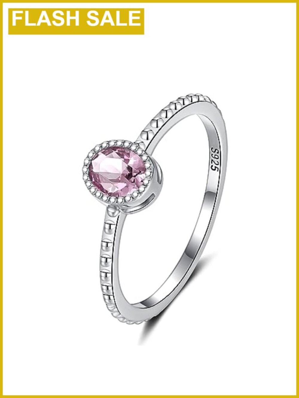 S925 Sterling Silver Stackable Birthstone Ring Oval CZ Knuckle Ring